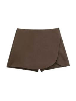 Women Fashion Pareo Style Shorts Skirts Vintage High Waist Side Zipper Female Skort Mujer