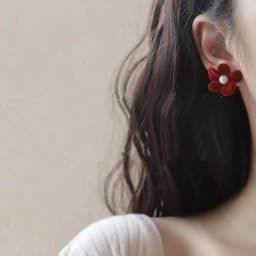 Vintage Wine Red Flocking Flower Drop Earrings For Women Jewelry 2026 Trending Long Bowknot Crystal Pearl Bridal Dress Earrings