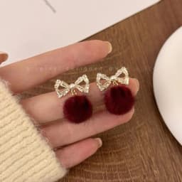 Vintage Wine Red Flocking Flower Drop Earrings For Women Jewelry 2026 Trending Long Bowknot Crystal Pearl Bridal Dress Earrings