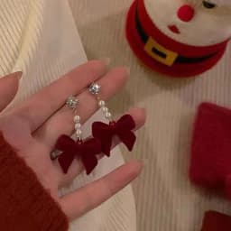 Vintage Wine Red Flocking Flower Drop Earrings For Women Jewelry 2026 Trending Long Bowknot Crystal Pearl Bridal Dress Earrings