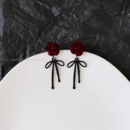 Vintage Wine Red Flocking Flower Drop Earrings For Women Jewelry 2026 Trending Long Bowknot Crystal Pearl Bridal Dress Earrings