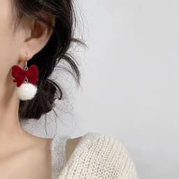 Vintage Wine Red Flocking Flower Drop Earrings For Women Jewelry 2026 Trending Long Bowknot Crystal Pearl Bridal Dress Earrings