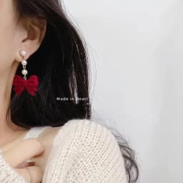 Vintage Wine Red Flocking Flower Drop Earrings For Women Jewelry 2026 Trending Long Bowknot Crystal Pearl Bridal Dress Earrings