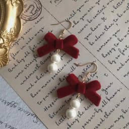 Vintage Wine Red Flocking Flower Drop Earrings For Women Jewelry 2026 Trending Long Bowknot Crystal Pearl Bridal Dress Earrings