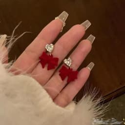 Vintage Wine Red Flocking Flower Drop Earrings For Women Jewelry 2026 Trending Long Bowknot Crystal Pearl Bridal Dress Earrings
