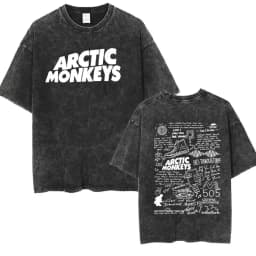 Retro Rock Arctic Monkeys Music Album Graphic T-Shrit Men's Vintage Washed Oversized Short Sleeve T Shirt Y2k Hip Hop Streetwear