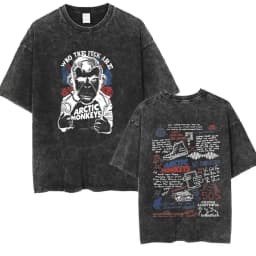 Retro Rock Arctic Monkeys Music Album Graphic T-Shrit Men's Vintage Washed Oversized Short Sleeve T Shirt Y2k Hip Hop Streetwear