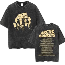 Retro Rock Arctic Monkeys Music Album Graphic T-Shrit Men's Vintage Washed Oversized Short Sleeve T Shirt Y2k Hip Hop Streetwear