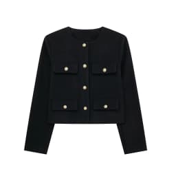 HH 2024 Fashion Women Bomber Cropped Jackets Female Golden Button Blazer Spring Women's Chic Streetwear Outwear Top