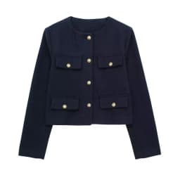 HH 2024 Fashion Women Bomber Cropped Jackets Female Golden Button Blazer Spring Women's Chic Streetwear Outwear Top