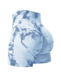 2PCS Tie Dye Butt Lifting Sexy Gym Shorts Woman Skinny Stretch High Waist Sport Shorts Casual Seamless