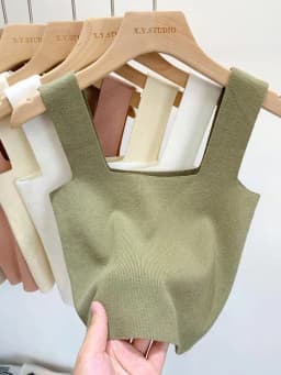 Zjaiss 2026 Summer Women Sexy Sleeveless Tops Fashion Short Square Collar Tank Tops 6 Colors Knitted Crop Top