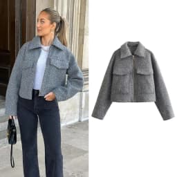 MUJER Tweed Cropped Jackets for Women Autumn Winter Short Coat Jacket Women Zip Crop Demi-season Jacket Woman New in Outerwears