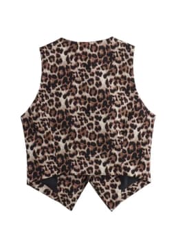 Women's Vest 2025 Fashion Leopard Summer V-Neck Single-breasted Vest Top Ladies Casual Cropped Sleeveless Coat New In Vests