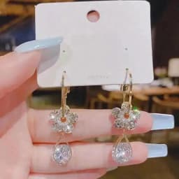 925 Silver Needle Korean Fashion Zircon Drop Earrings For Women Jewelry 2026 Trending New Luxury Vintage Gold Color Earrings