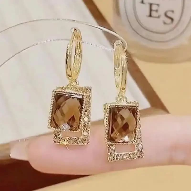 925 Silver Needle Korean Fashion Zircon Drop Earrings For Women Jewelry 2026 Trending New Luxury Vintage Gold Color Earrings
