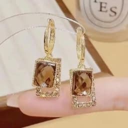 925 Silver Needle Korean Fashion Zircon Drop Earrings For Women Jewelry 2026 Trending New Luxury Vintage Gold Color Earrings