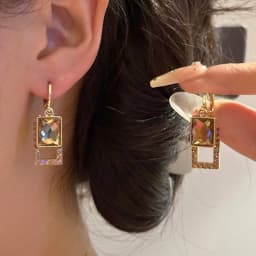 925 Silver Needle Korean Fashion Zircon Drop Earrings For Women Jewelry 2026 Trending New Luxury Vintage Gold Color Earrings