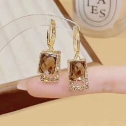 925 Silver Needle Korean Fashion Zircon Drop Earrings For Women Jewelry 2026 Trending New Luxury Vintage Gold Color Earrings
