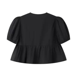 MUJER White Ruffle Crop Top Women Black Short Puff Sleeve Blouse Female Bow Tied Summer Blouses Woman 2025 Ruched Cute Tops