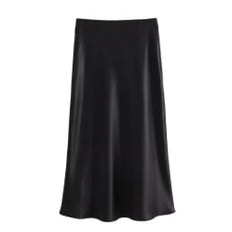 HXAO Satin Midi Women Skirt Mid Waist Folds Lady Skirt 2024 Spring Summer New Fashion Elegant Casual Office Women Clothing