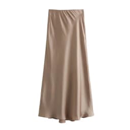 HXAO Satin Midi Women Skirt Mid Waist Folds Lady Skirt 2024 Spring Summer New Fashion Elegant Casual Office Women Clothing