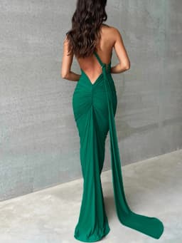 Hugcitar One Shoulder Backless Adjustable Scarf Loop Ruched Sexy Maxi Dress Women Elegant Y2K Streetwear Festival Outfit