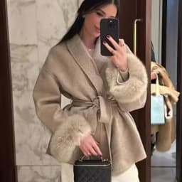 High End Double-sided Wool Strapping Real Wool Fur Coat Women's Removable Cuffs Fox Fur Temperament Cashmere Short Jacket