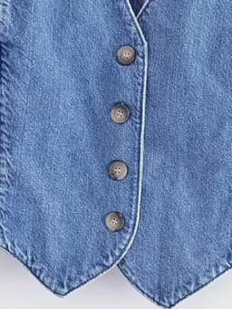 Women Fashion Front Button Denim Waistcoat Vintage V Neck Sleeveless Female Outerwear Chic Vest Tops