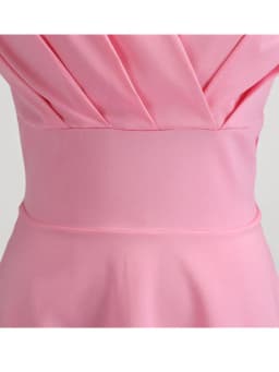 Pink Summer Dress Women V Neck Vintage Robe Elegant Retro pin up Party Office Midi Dresses