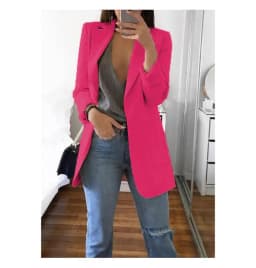 European and American Fashion Casual Suit Polo Neck Slim Fit Cardigan Temperament Women's  Coat Spring and Autumn 2024