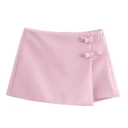 HXAO Bow Pink Skort For Women High Waist Mini White Skirt Pants Fashion Summer Women's Skort Streetwear Asymmetric Culottes