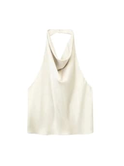 Women Fashion Satin Flowing Halterneck Tank Tops Sexy Backless With Button Female Camis Mujer