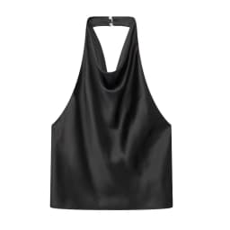 Women Fashion Satin Flowing Halterneck Tank Tops Sexy Backless With Button Female Camis Mujer