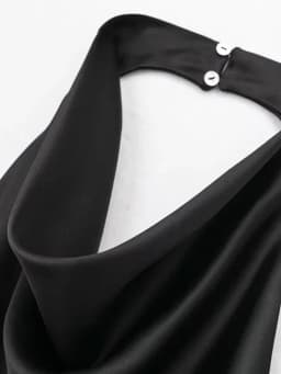 Women Fashion Satin Flowing Halterneck Tank Tops Sexy Backless With Button Female Camis Mujer