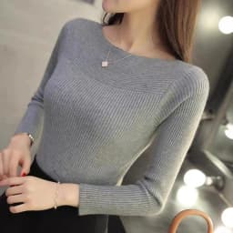HELIAR Women Ribbed Slash Neck Slim Sweater Knitted Long Sleeve Office Sweaters Casual Solid Pullovers For Women 2025 Autumn