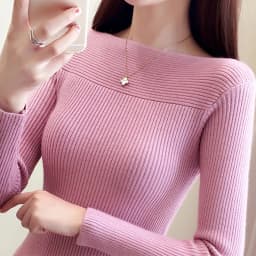 HELIAR Women Ribbed Slash Neck Slim Sweater Knitted Long Sleeve Office Sweaters Casual Solid Pullovers For Women 2025 Autumn