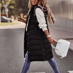 Long with Hood Outdoor Vest Down Women's Jacket Quilted Coat Sleeveless Jacket Winter Light Weight Sweaters