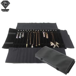 Portable Velvet Travel Jewelry Case Roll Bag Organizer for Necklace Chain Bracelet Jewellery Display Holder Travel Case Bag