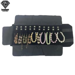 Portable Velvet Travel Jewelry Case Roll Bag Organizer for Necklace Chain Bracelet Jewellery Display Holder Travel Case Bag