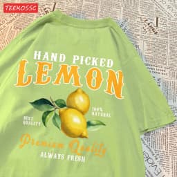 Summer Lemon Cherries Prints T-Shirts Cotton Women's Tops Oversize O-Neck Soft Short Sleeve tees Street Casual Womans Clothes