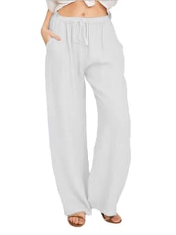 Women Cotton Linen Pants Summer and Autumn Solid High Waist Wide-Leg Trousers Female Loose Hemp Casual Breathable Sports Pants