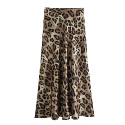 HH Women Fashion Leopard Print Skirt Vintage High Waist Midi Skirts Elegant Women Summer Casual Streetwear Skirt