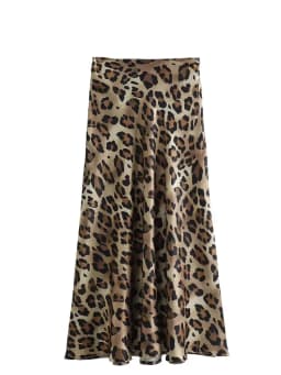 HH Women Fashion Leopard Print Skirt Vintage High Waist Midi Skirts Elegant Women Summer Casual Streetwear Skirt