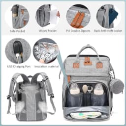 Multifunctional Bed Diaper Backpack Baby Girl Boy Nappy Changing Bag Large Capacity Folding Crib Nursing Mommy Bag for Travel