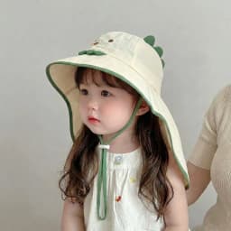 2-7Y Summer Kids Sun Hat Cute Cartoon Animal UV Protection Hat for Boys Girls Adjustable Wide Brim Outdoor Hat