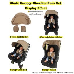 For Doona Baby Stroller Canopy & Shoulder Pads – Fits Doona+ / I Car Seat, Sunshade, Grey/Khaki/Green