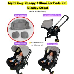 For Doona Baby Stroller Canopy & Shoulder Pads – Fits Doona+ / I Car Seat, Sunshade, Grey/Khaki/Green