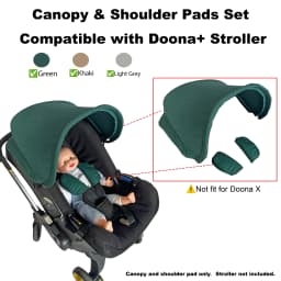 For Doona Baby Stroller Canopy & Shoulder Pads – Fits Doona+ / I Car Seat, Sunshade, Grey/Khaki/Green