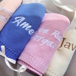 100% Cotton Knit Baby Blanket Personalized Name Soft Breathable Infant Swaddle Blanket Custom Newborn Receiving Blanket Gift